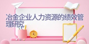冶金企业人力资源的绩效管理研究