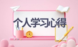 个人学习心得(15篇范文）