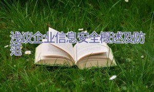 浅议企业信息安全概述及防范