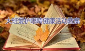 大班爱护眼睛健康活动教案