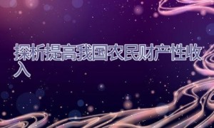 探析提高我国农民财产性收入