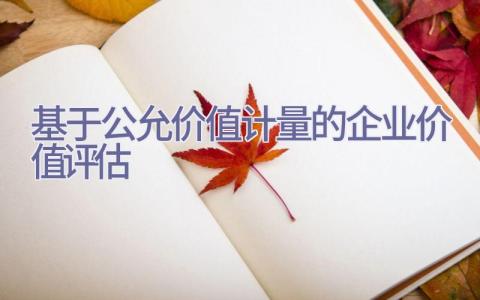 基于公允价值计量的企业价值评估插图