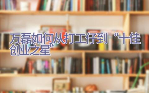 万磊如何从打工仔到“十佳创业之星”插图