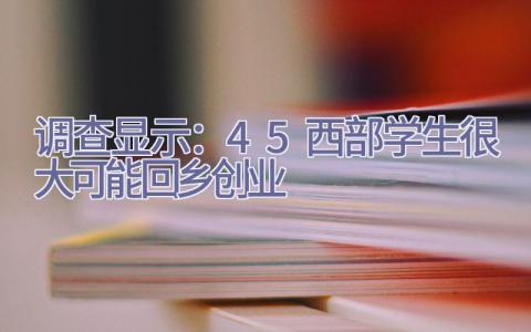 调查显示：45%西部学生很大可能回乡创业插图