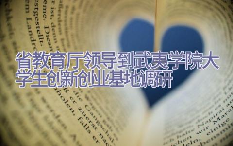 省教育厅领导到武夷学院大学生创新创业基地调研插图